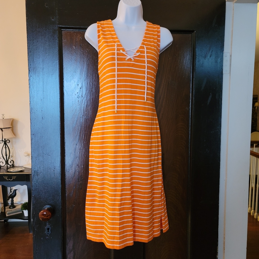 Ralph Lauren orange striped sleeveless dress